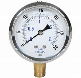 Pressure Gauge, 0-30 PSI