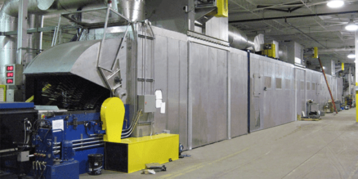 wicket oven for metal packaging